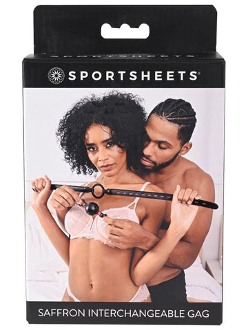 Sportsheets Saffron Interchangeable Gag with Snap On Ball and Ring System - Bondage Gags and Bits