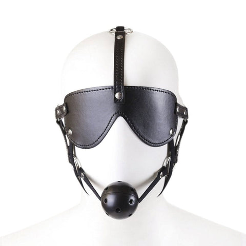 BDStyle Blindfold With Breathable Ball Gag BDSM Sensory Deprivation Set - Blindfolds And Masks