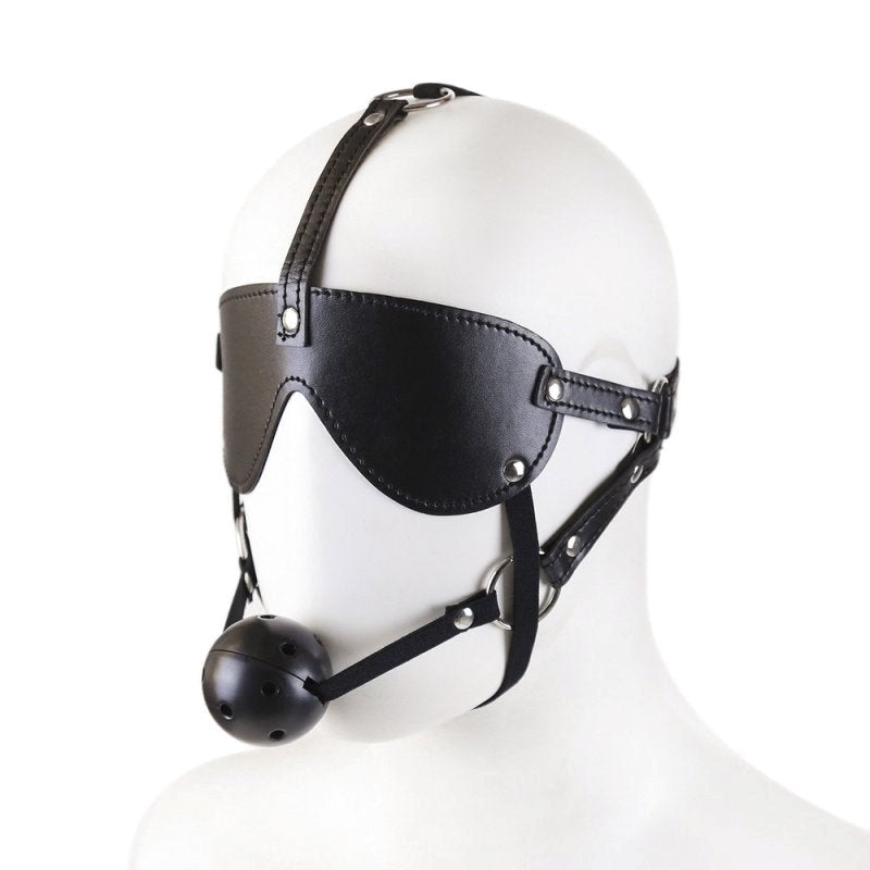 BDStyle Blindfold With Breathable Ball Gag BDSM Sensory Deprivation Set - Blindfolds And Masks