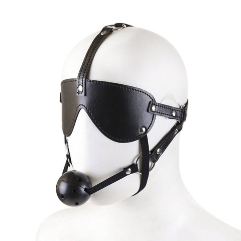 BDStyle Blindfold With Breathable Ball Gag BDSM Sensory Deprivation Set - Blindfolds And Masks
