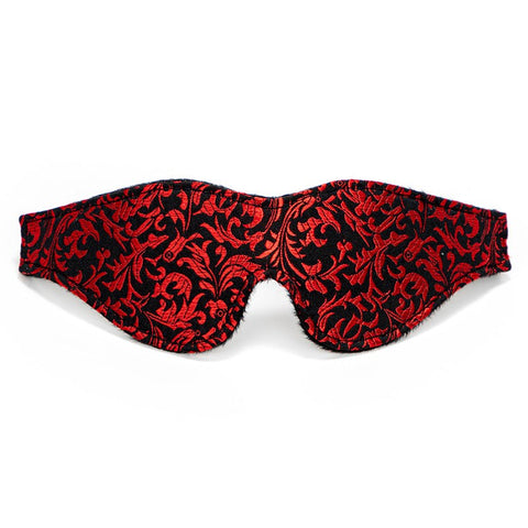 BDStyle Filigree Contoured Blindfold Eye Mask Red Faux Leather Sensory Play - Blindfolds And Masks