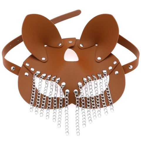 BDStyle Masquerade Fetish Play Chain Mask Faux Leather Bondage Accessory - Blindfolds And Masks