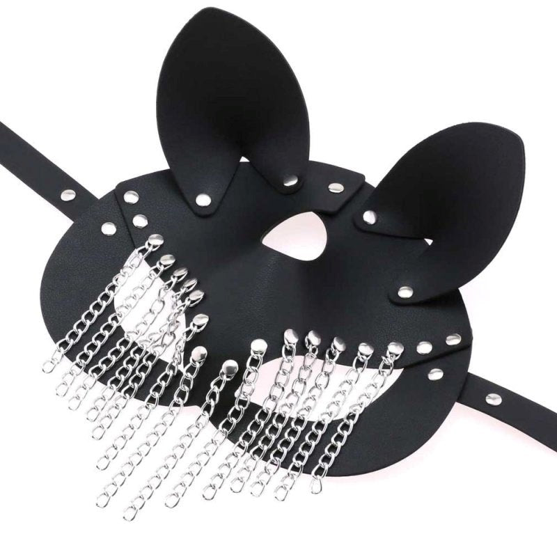 BDStyle Masquerade Fetish Play Chain Mask Faux Leather Bondage Accessory - Blindfolds And Masks