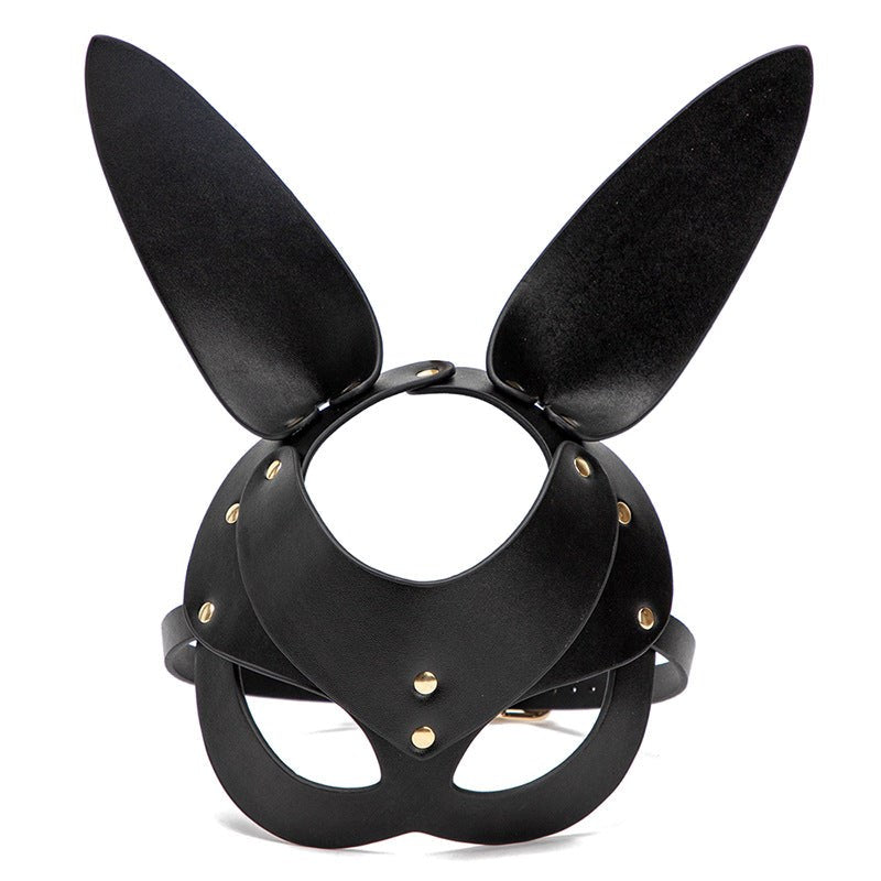 BDStyle Punk Gothic Cosplay Women Leather Bunny Ears Mask Premium Leather - Blindfolds And Masks