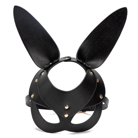 BDStyle Punk Gothic Cosplay Women Leather Bunny Ears Mask Premium Leather - Blindfolds And Masks