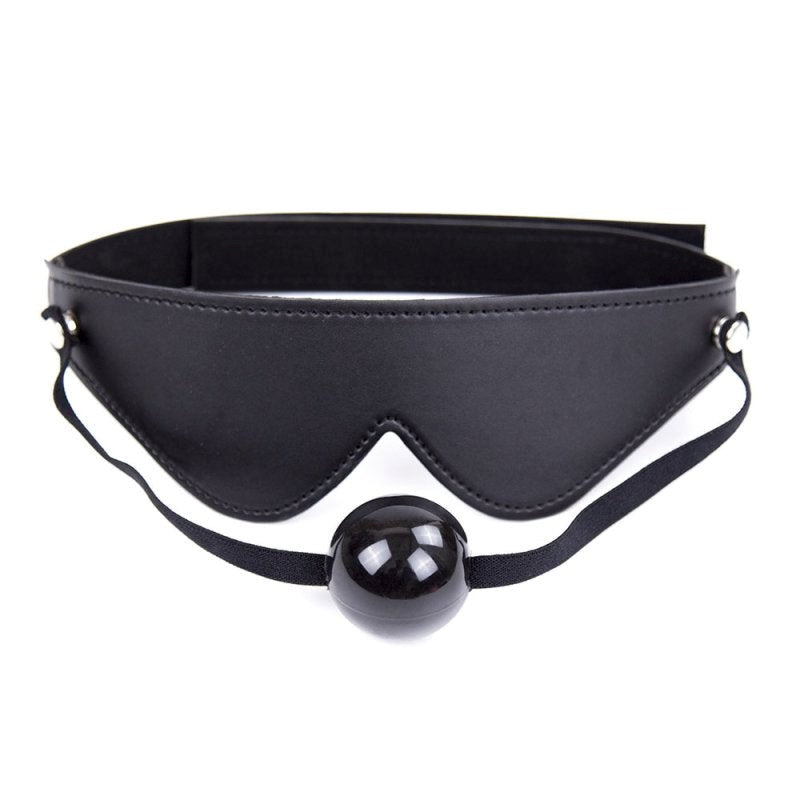 BDStyle Velcro Strap Blindfold With Ball Gag Adjustable Sensory Control - Blindfolds And Masks