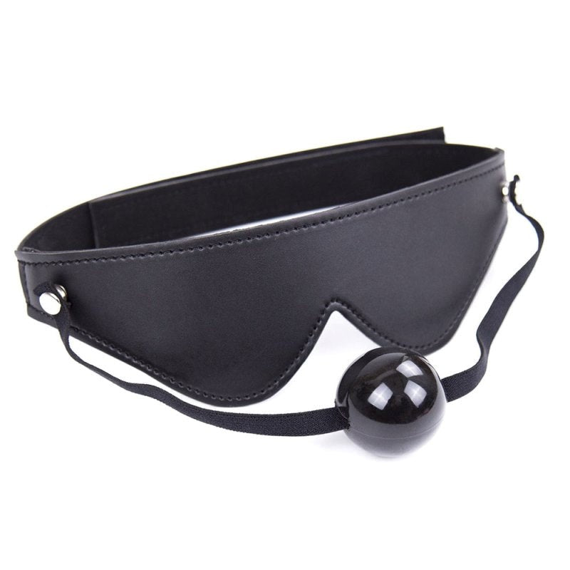 BDStyle Velcro Strap Blindfold With Ball Gag Adjustable Sensory Control - Blindfolds And Masks