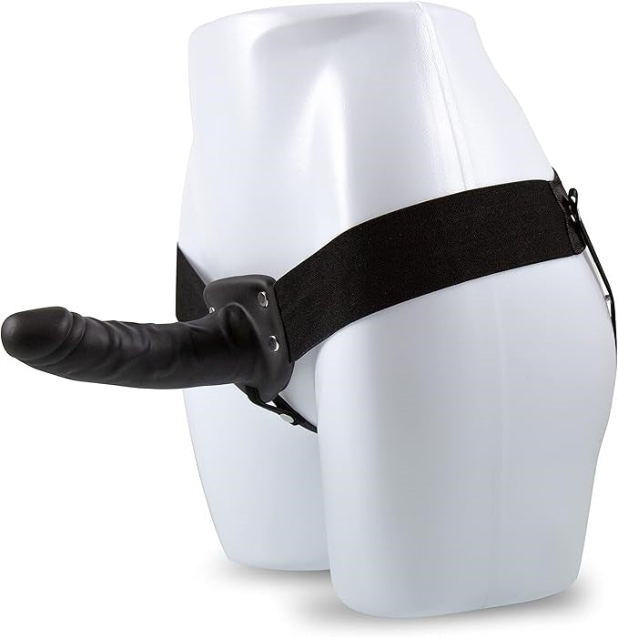 Blush Novelties Dr Skin Hollow Strap On Dildo Black 15.2cm Realistic Design - Strap On Sextoys