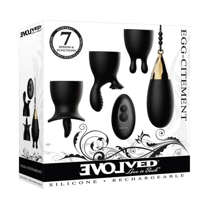 Evolved Egg Citment USB Rechargeable Love Egg with 3 Sleeves Remote Vibrator - Love Eggs and Kegel Exercisers
