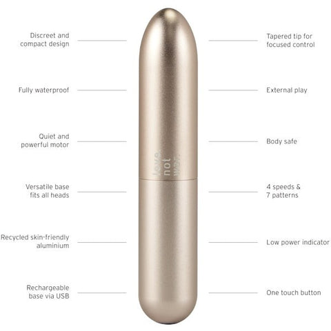 Love Not War Maya Multi Function Bullet Vibrator Recycled Aluminum - Bullet Vibrators