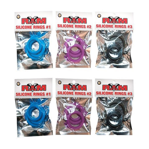 Nasstoys RAM 24 Silicone Cock Ring Set Black Blue Purple 3 Sizes Premium - Cock Ring Sets