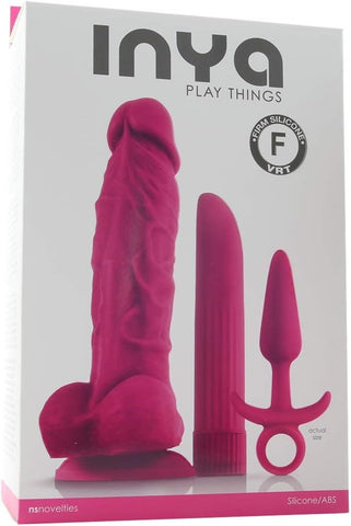 NS Novelties Inya Play Things Three Piece Kit with Dildo Vibrator and Plug - Sex Kits