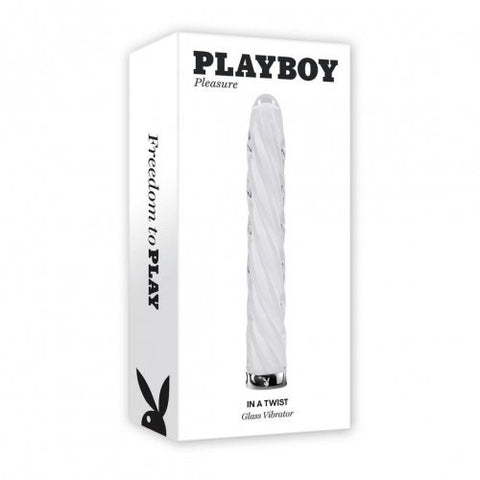 Evolved Playboy Pleasure IN A TWIST Glass Bullet Vibrator with Spiral Texture - Bullet Vibrators