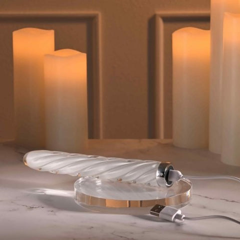 Evolved Playboy Pleasure IN A TWIST Glass Bullet Vibrator with Spiral Texture - Bullet Vibrators