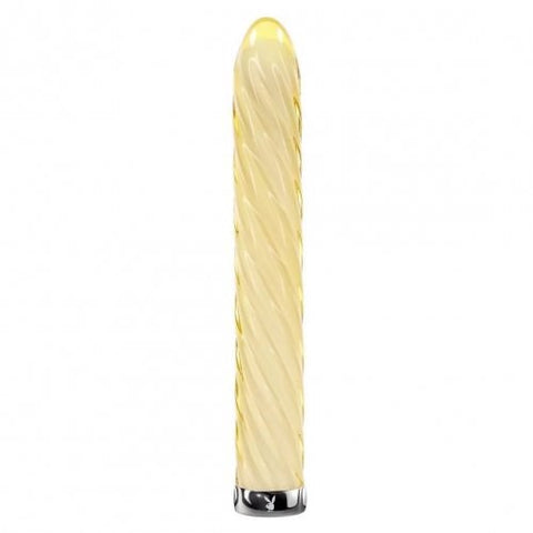 Evolved Playboy Pleasure TWIST OF FATE Glass Bullet Vibrator with Spiral Texture - Bullet Vibrators