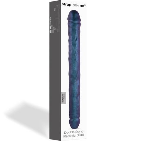 Strap On Me Realistic Double Dong Snaky Metallic 22.4 Inch Flexible - Realistic Dildos