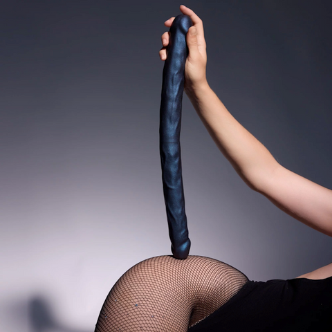 Strap On Me Realistic Double Dong Snaky Metallic 22.4 Inch Flexible - Realistic Dildos