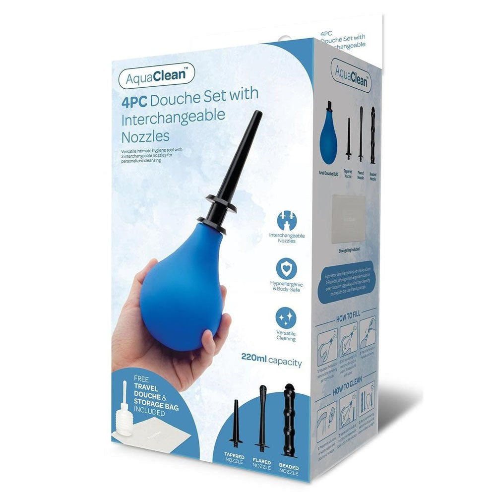 Xgen Products AquaClean 4 Piece Douche Set with Interchangeable Nozzles - - Enemas and Douches