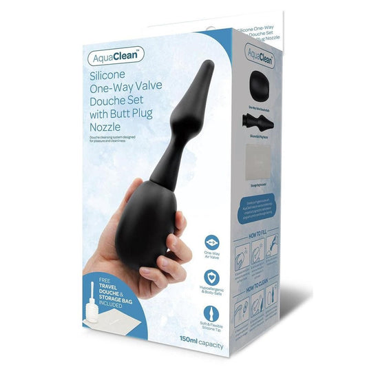 Xgen Products AquaClean Silicone 1 Way Valve Douche Set with Butt Plug Nozzle - - Enemas and Douches