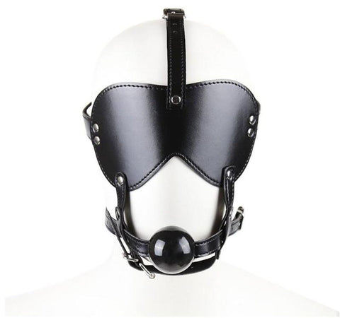BDStyle Head Harness Blindfold & Ball Gag Heavy BDSM Restraint System - Bondage Gags and Bits