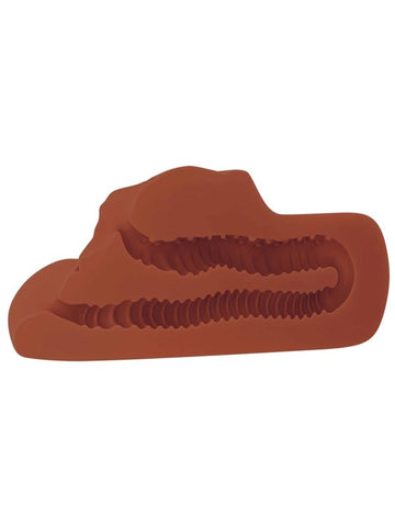 Pipedream Products PDX Perfect Pussy Double Male Stroker Brown Dual Entry - Masturbators and Strokers