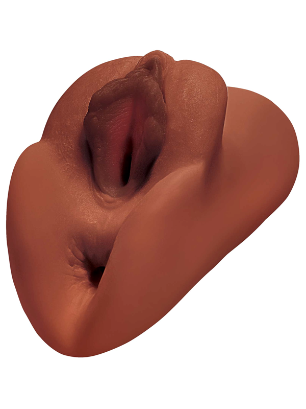 Pipedream Products PDX Perfect Pussy Double Male Stroker Brown Dual Entry - Masturbators and Strokers