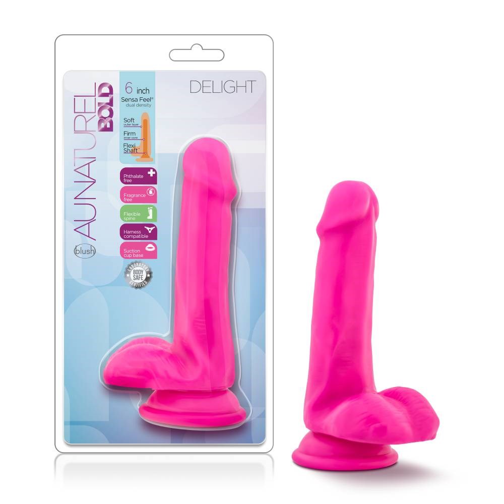 Blush Novelties Au Naturel Bold Delight 6 inch Realistic Dildo with Dual Density - - Realistic Dildos