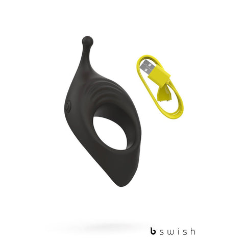 B Swish BCharmed Rhythm Infinite Deluxe Vibrating Cock Ring Black 15 Modes - Vibrating Cock Rings