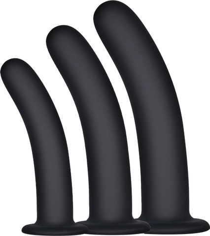 Excellent Power Kick Up Silicone Vaginal Training 3 Sizes Kit Black - Pussy And Clit Toys