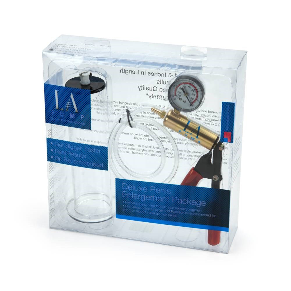 LA Pumps Deluxe Penis Enlargement Package with Pressure Gauge System - - Pumps, Extenders and Sleeves