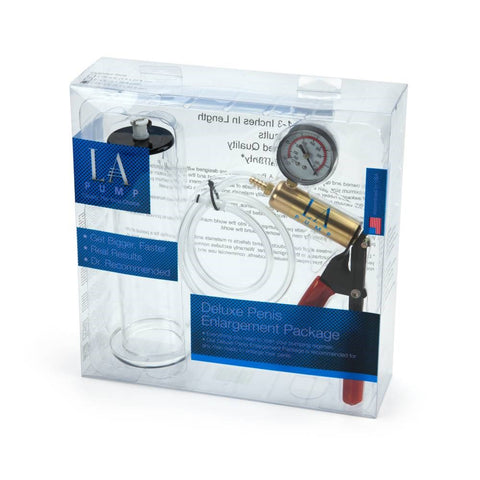 LA Pumps Deluxe Penis Enlargement Package with Pressure Gauge System - Pumps, Extenders and Sleeves