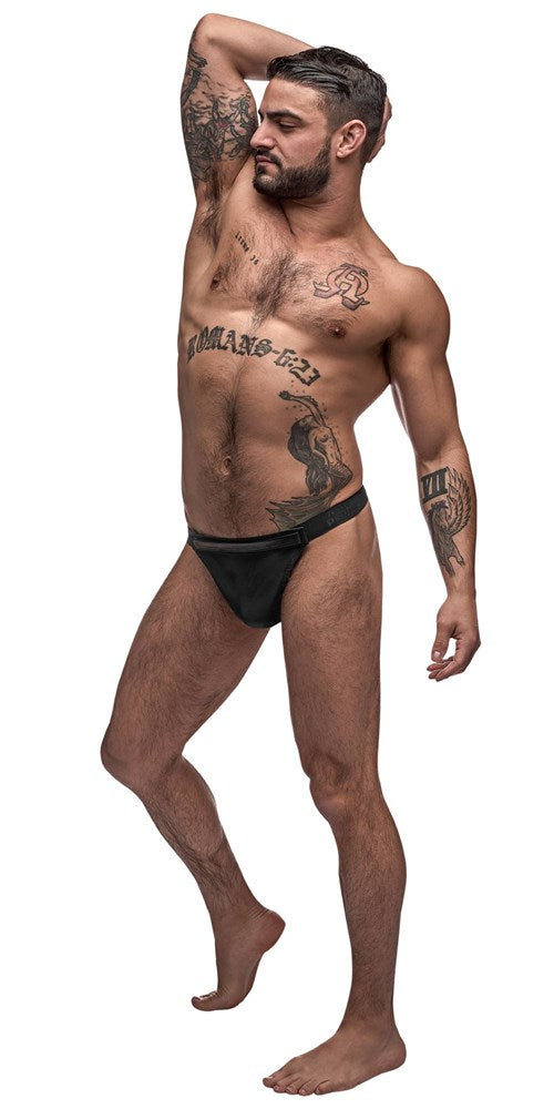 Male Power Grip and Rip Off Mens Thong Black with Velcro Breakaway - His Fetish