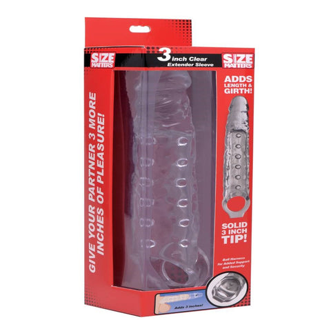XR Brands Size Matters Mens Penis Extender Sleeve Clear 2 Inch Extension - Pumps, Extenders and Sleeves