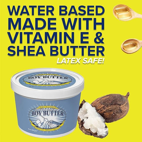 Boy Butter H2O Water Based Cream Lubricant 16 Oz Tub Long Lasting Formula - Water Based Lubes