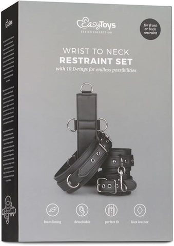 Fetish Collection BDSM Neck & Wrist Restraint System with Multiple D Rings - Cuffs And Restraints