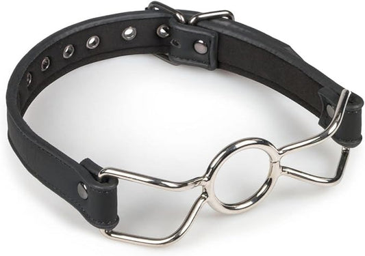 Easy Toys Fetish Collection Metal O Ring Bondage Mouth Gag with Leather Strap - - Bondage Gags and Bits