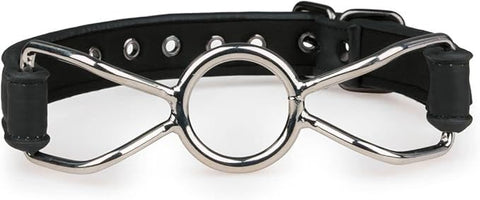 Easy Toys Fetish Collection Metal O Ring Bondage Mouth Gag with Leather Strap - Bondage Gags and Bits