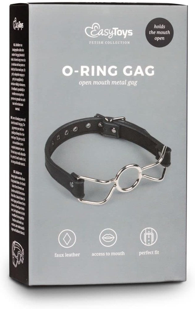Easy Toys Fetish Collection Metal O Ring Bondage Mouth Gag with Leather Strap - - Bondage Gags and Bits