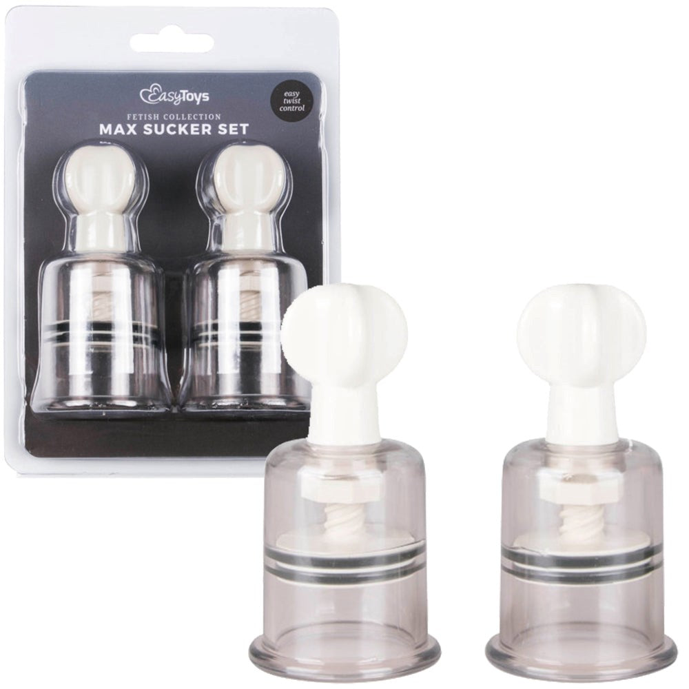 Fetish Collection Easy Toys Nipple and Clit Suckers Large 2 Piece Suction Set - - Nipple and Clit Clamps