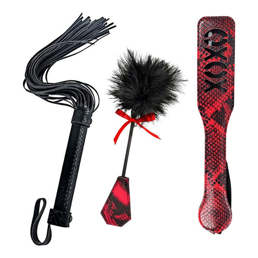 LOVERS KITS - Bondage Whip, Tickler and XOXO Paddle - - Bondage Kits