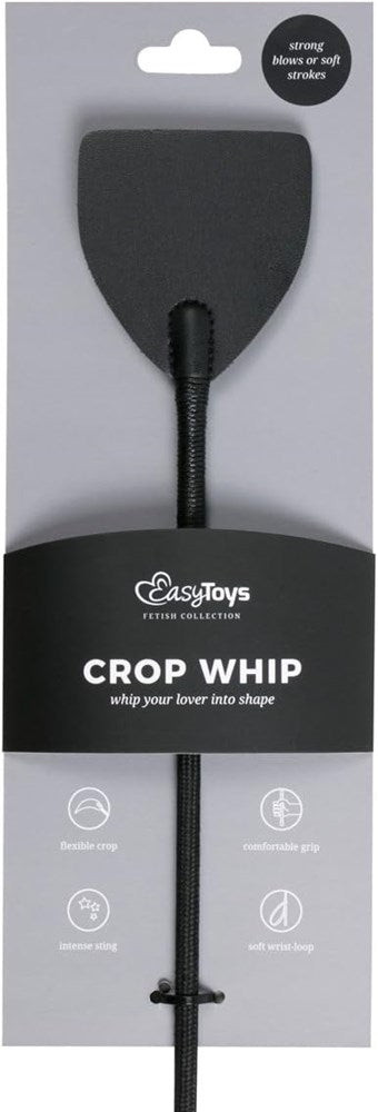 Fetish Collection Wide Crop Bondage Whip Black Premium Impact Play Tool - - Whips And Crops