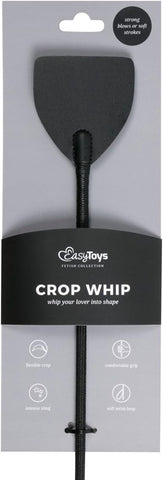 Fetish Collection Wide Crop Bondage Whip Black Premium Impact Play Tool - Whips And Crops