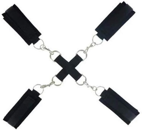 XR Brands Frisky Stay Put Cross BDSM Play Tie Restraints with Hub Design - Cuffs And Restraints