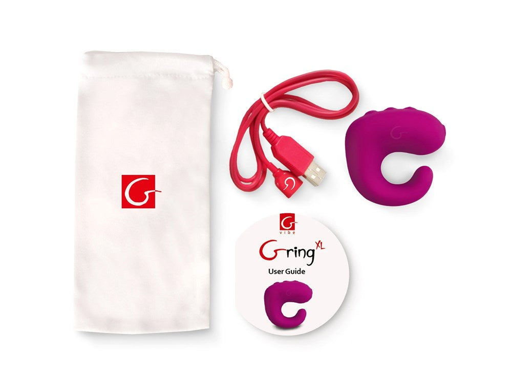 Gvibe Gring Remote Control Finger Vibrator XL Sweet Raspberry Dual Function - - Finger and Tongue Vibrators