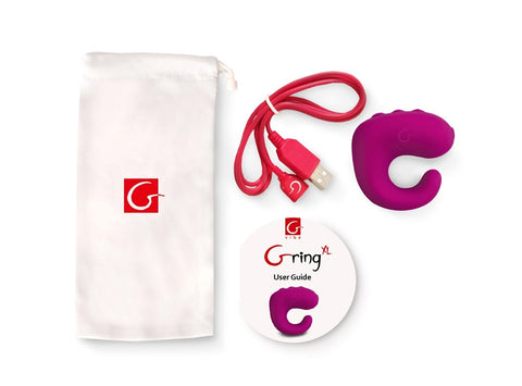Gvibe Gring Remote Control Finger Vibrator XL Sweet Raspberry Dual Function - Finger and Tongue Vibrators