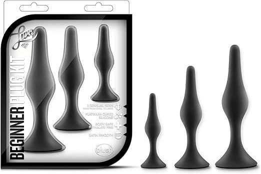 California Exotics Luxe Beginner Butt Plug Kit Black Progressive Anal Training - Butt Plugs