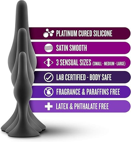 California Exotics Luxe Beginner Butt Plug Kit Black Progressive Anal Training - Butt Plugs