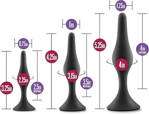 California Exotics Luxe Beginner Butt Plug Kit Black Progressive Anal Training - Butt Plugs