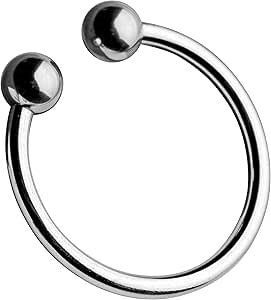 XR Brands Master Series Pressure Point Beaded Stainless Steel Glans Ring - Steel Cock Rings