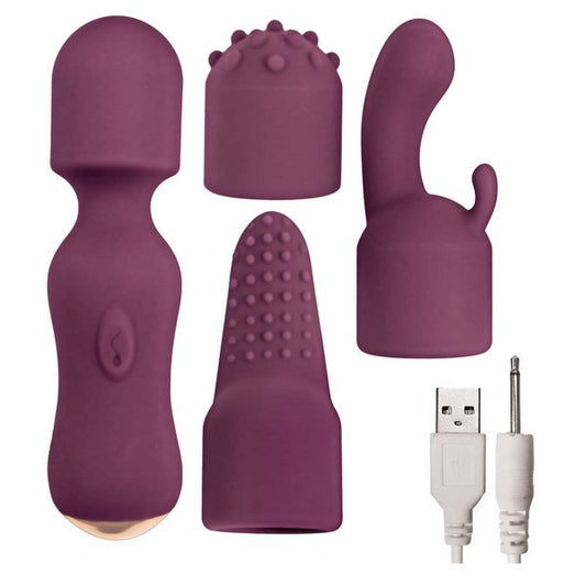 LOVERS KITS Temptation Wand Vibe With 3 Attachments - - Body Wands